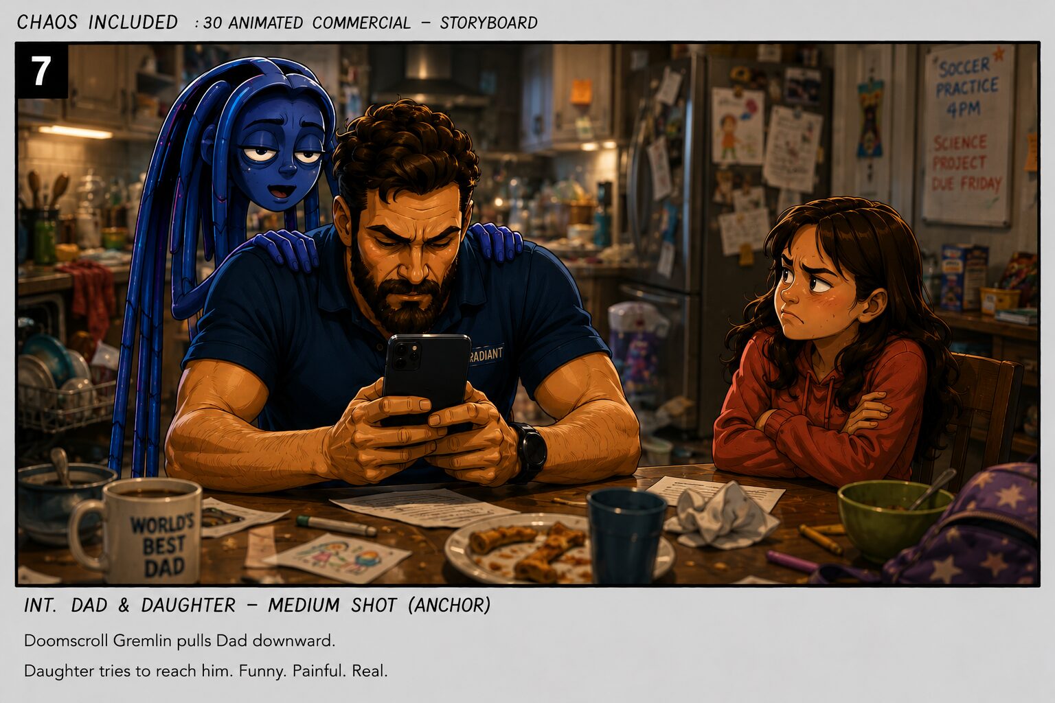 Chaos Not Included storyboard, frame 7 of 12