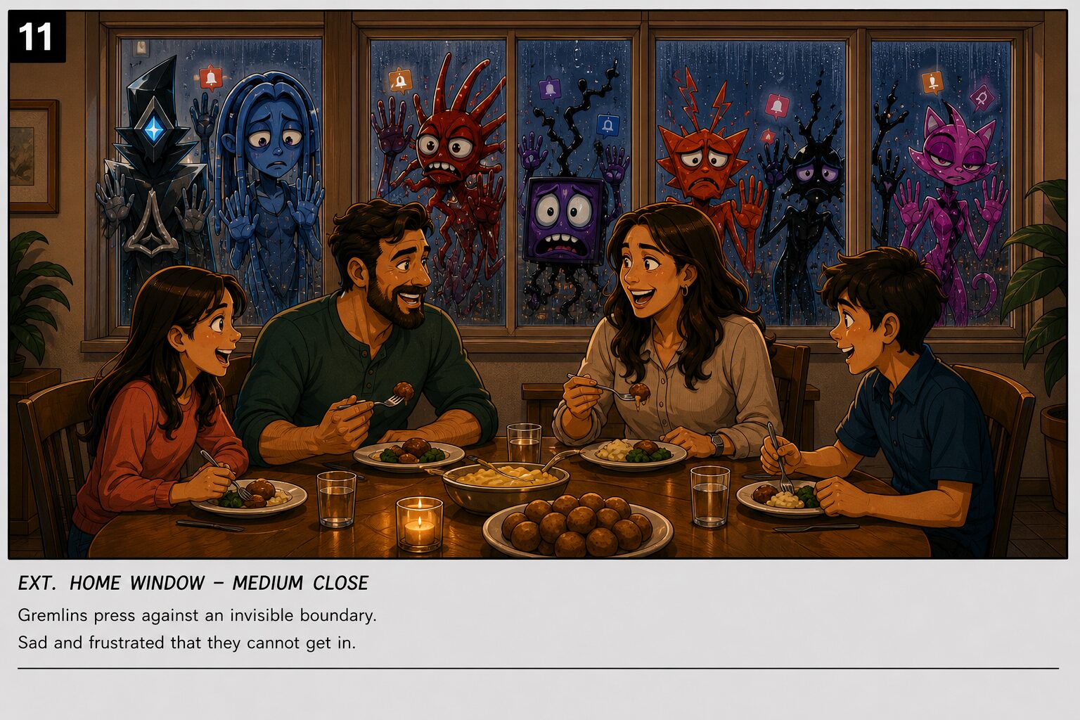 Chaos Not Included storyboard, frame 10 of 12