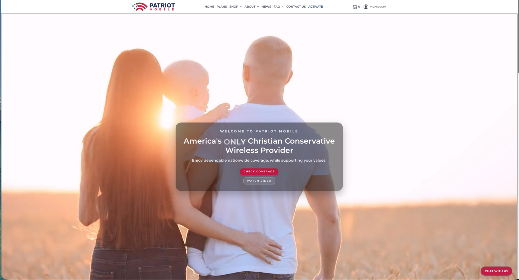 Patriot Mobile homepage: identity and values alignment