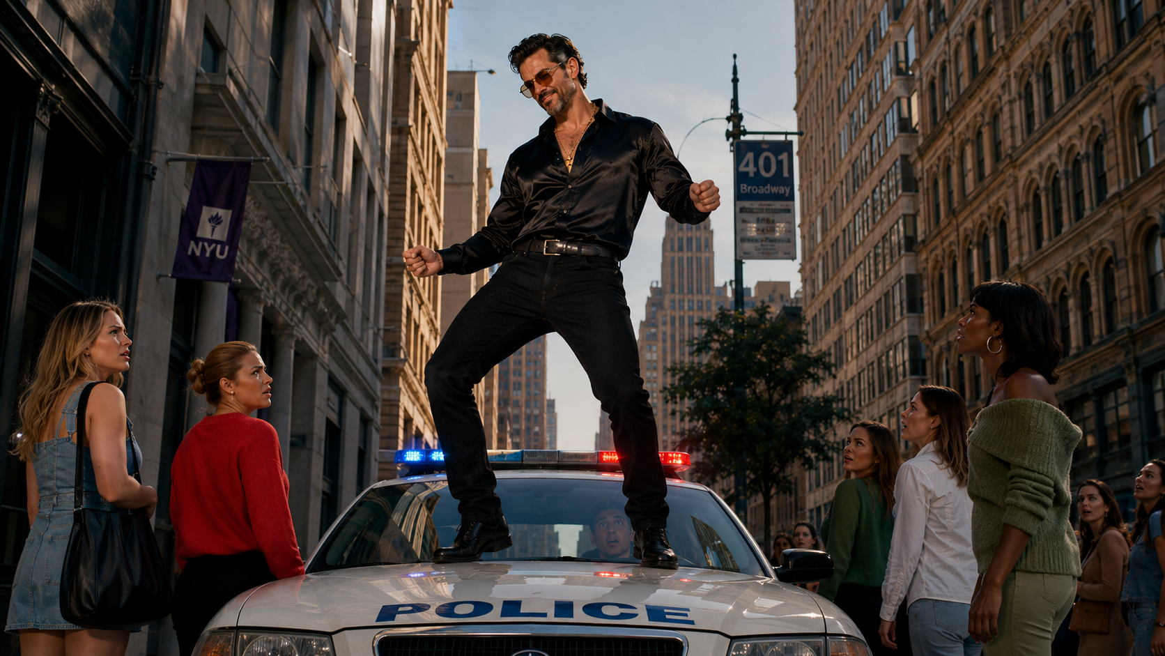 The Seducer, storyboard frame 2: Police Car Delusion
